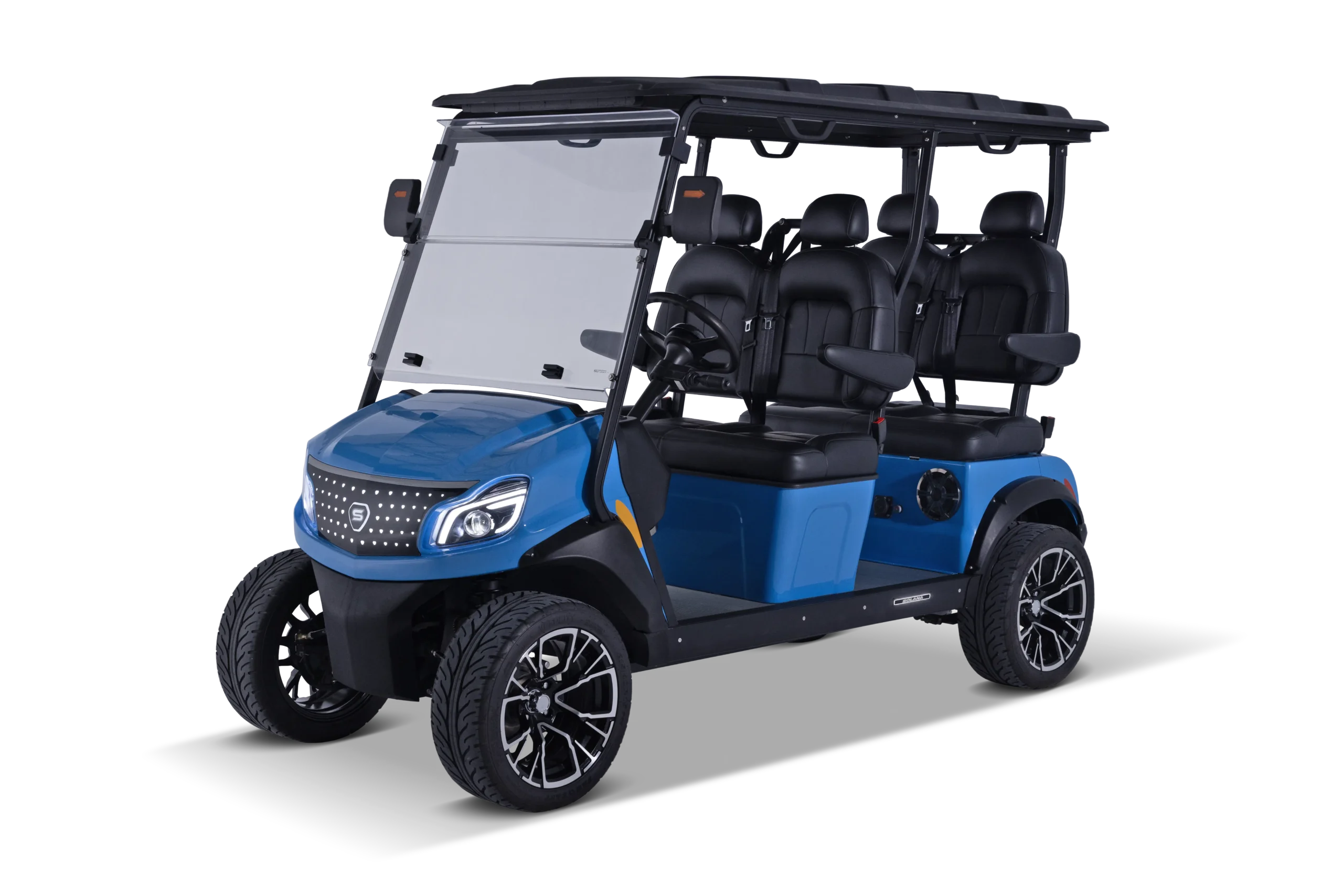 Blue colored golf cart