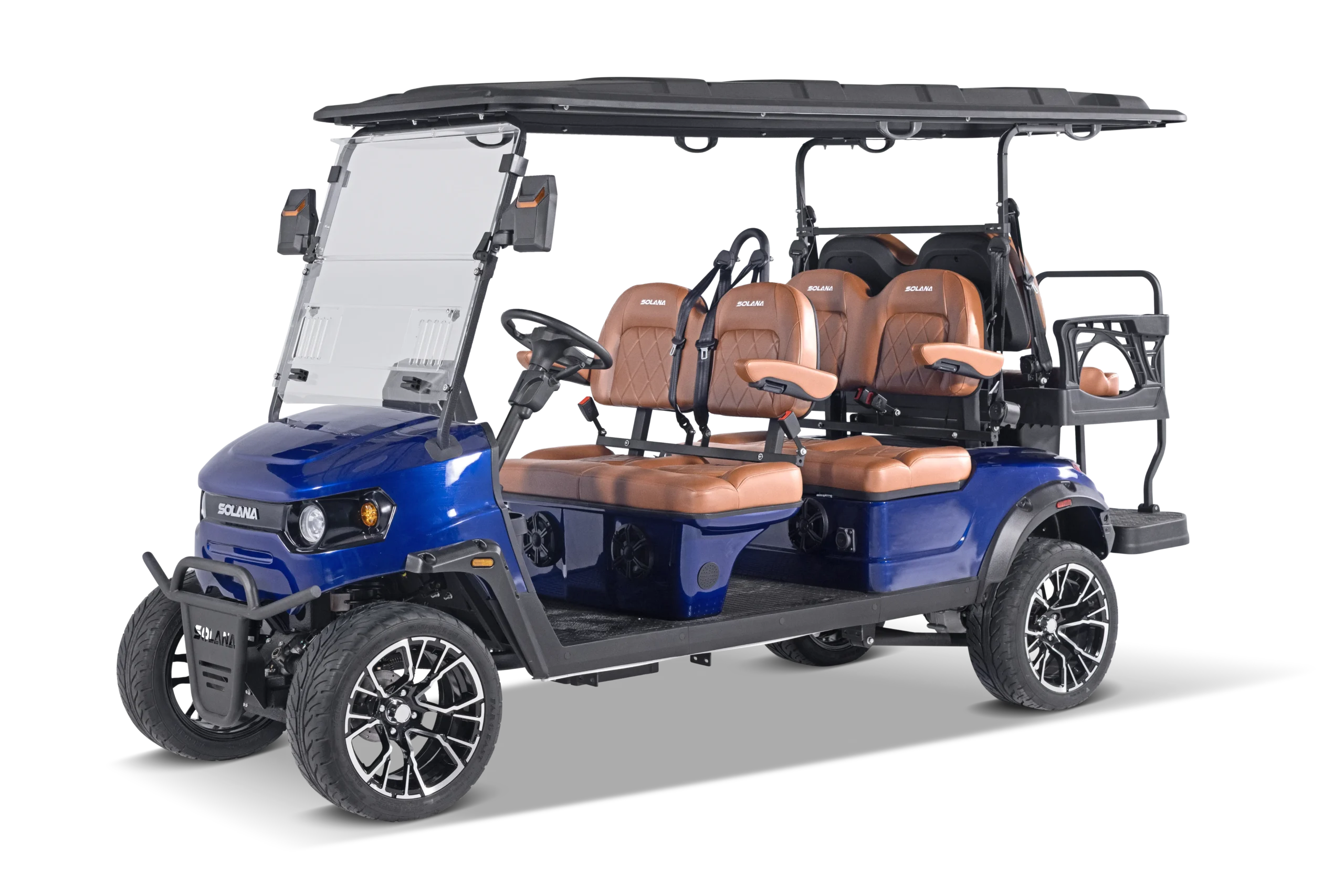 Blue colored golf cart