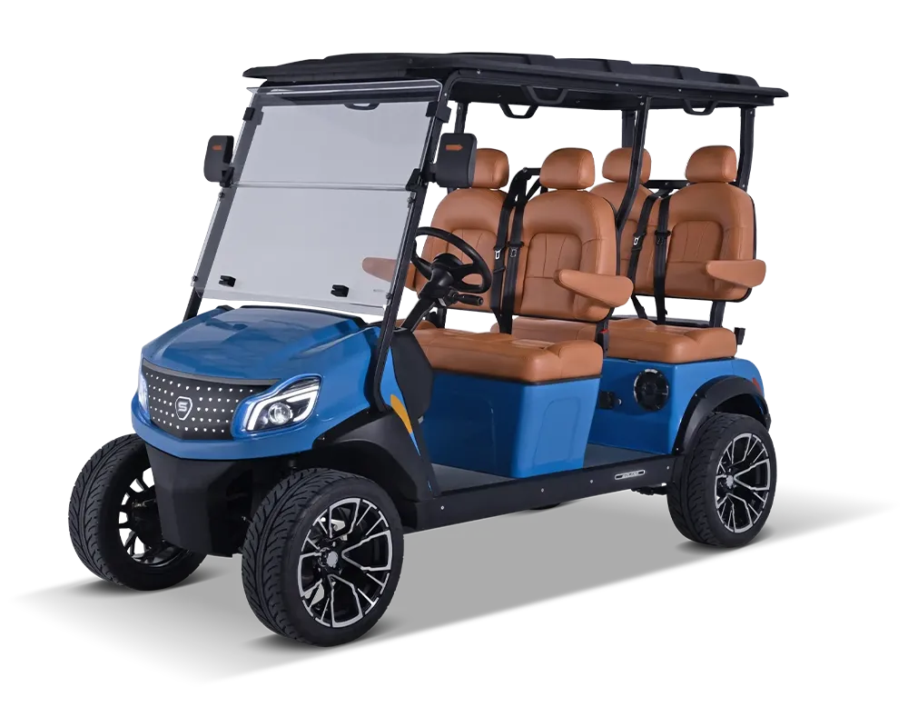 Blue colored golf cart