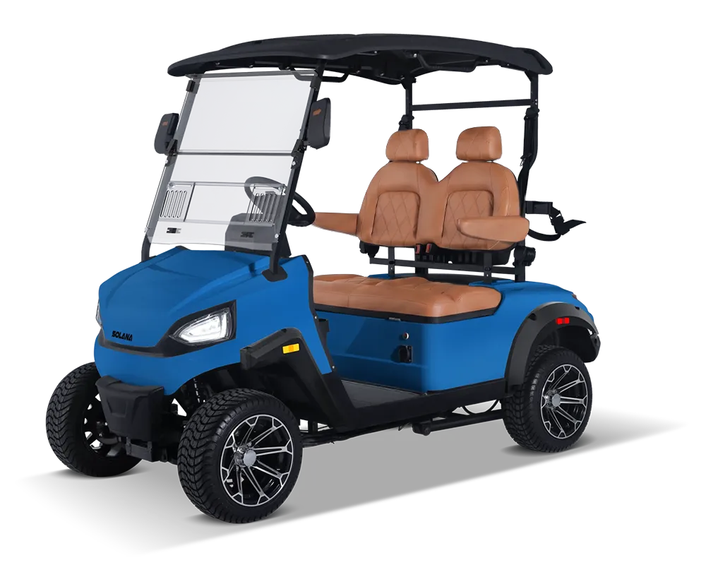 Blue colored golf cart