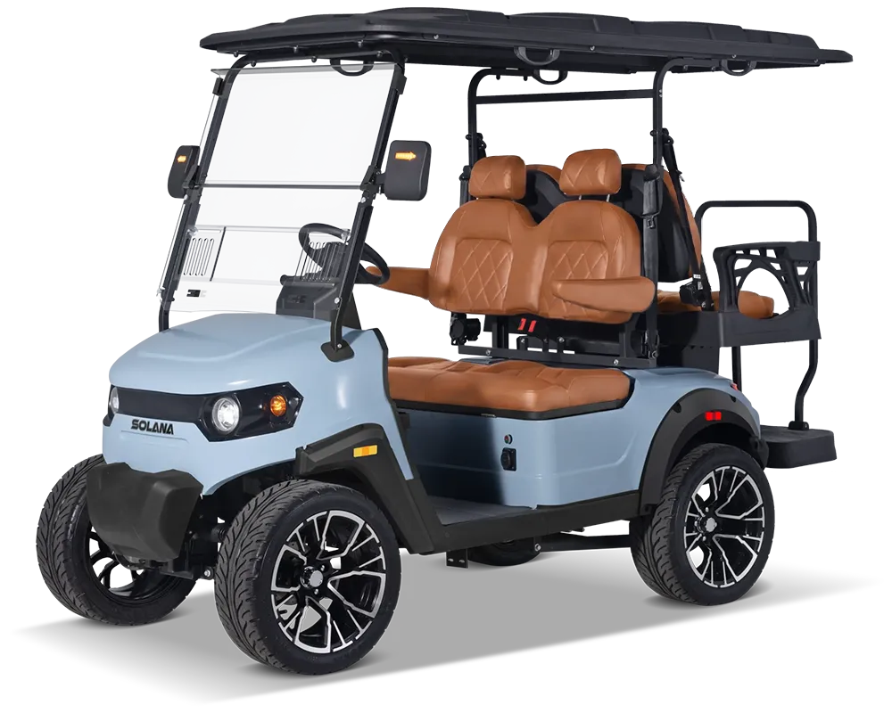 Blue colored golf cart