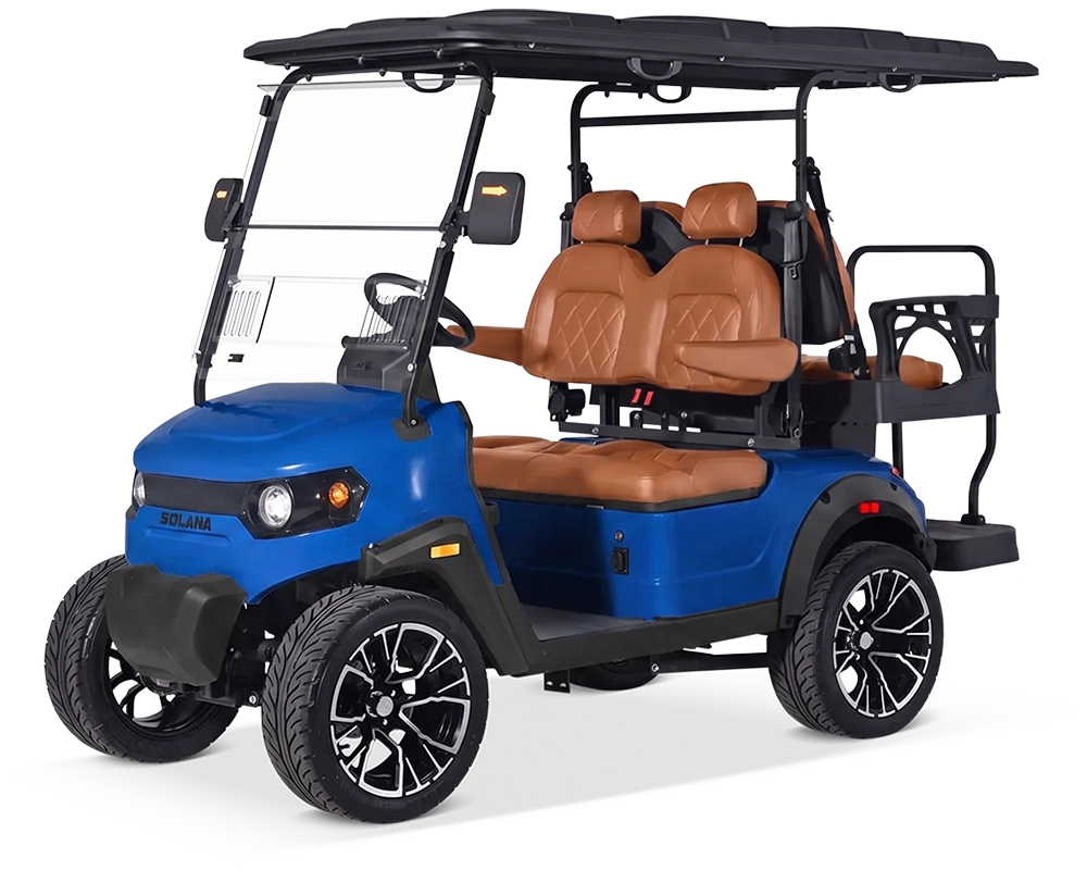 Dark Blue colored golf cart