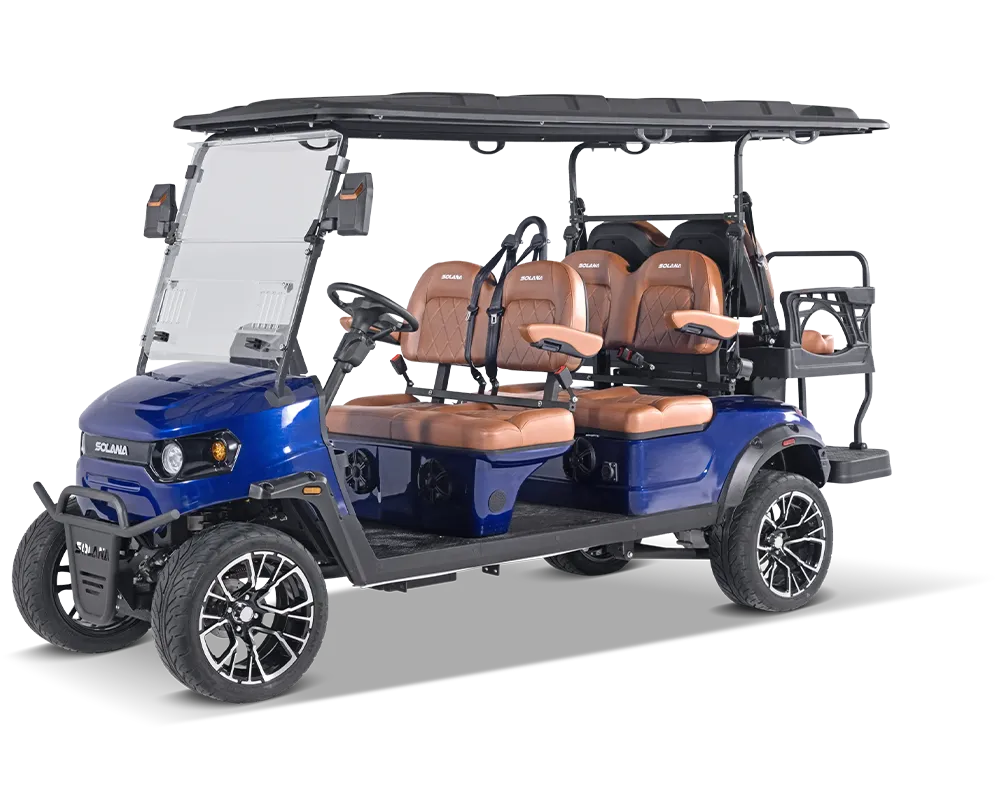 Blue colored golf cart